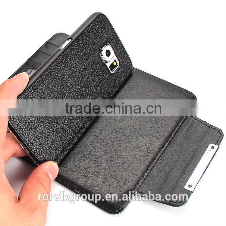 2 in 1 detachable design stand leather flip cover for samsung s6