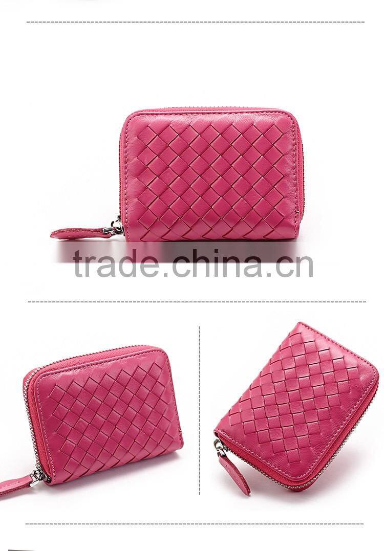 Knitted leather credit card holder in soft grain leather high quality standard