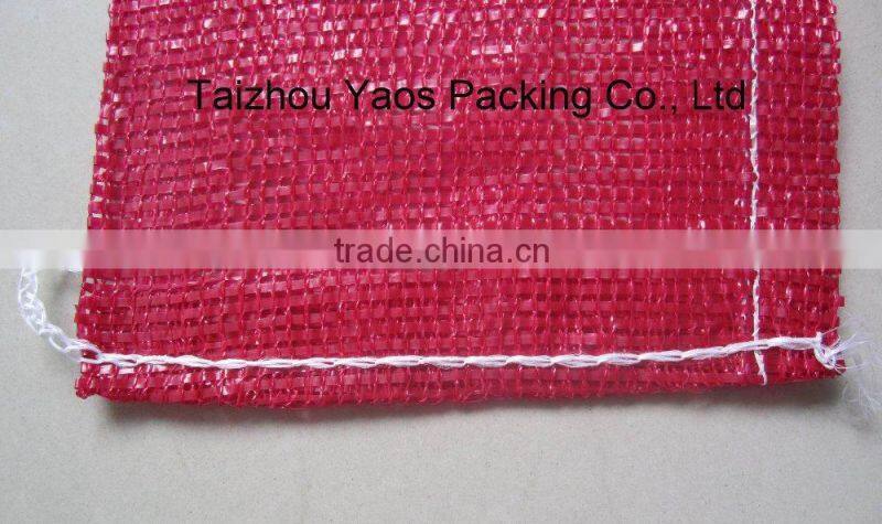 red PP tubular mesh bag vegetables onion circular drawstring tubular bag