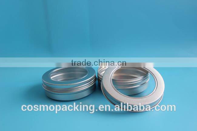 Latest design main product round aluminum can with transparent window cap