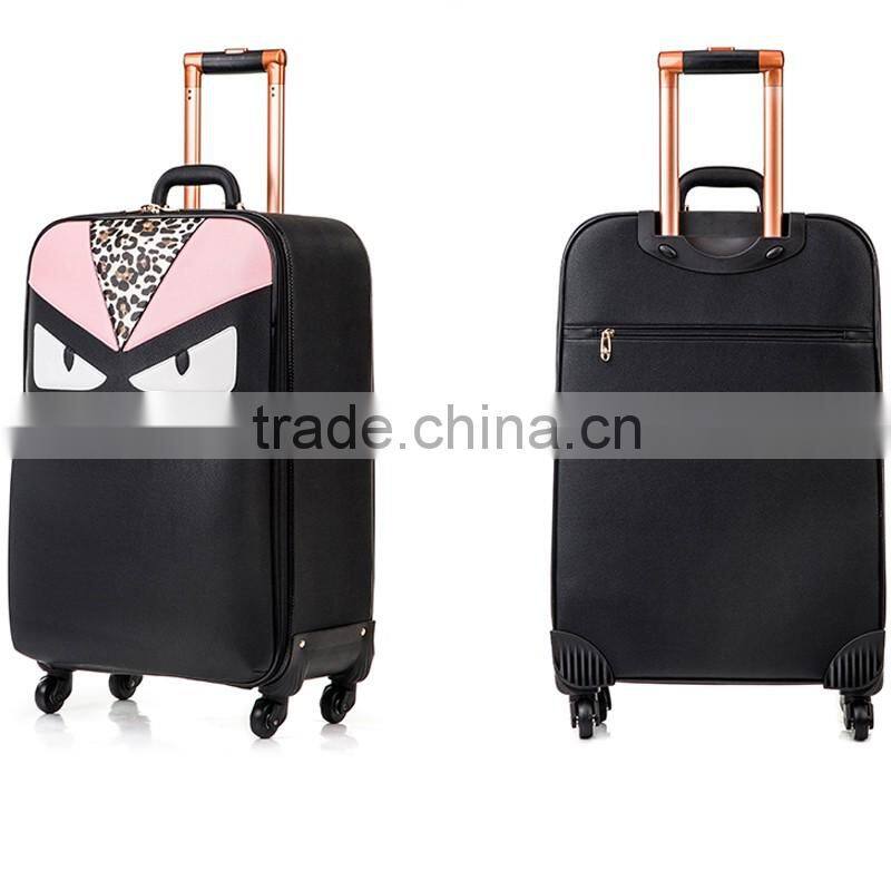 New Design Hot Selling PU Leather Material Travel Spinner Trolley Luggage