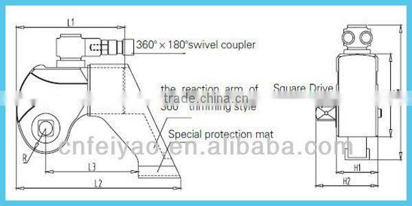 MXTA series square drive hydraulic torque wrench for hex bolt