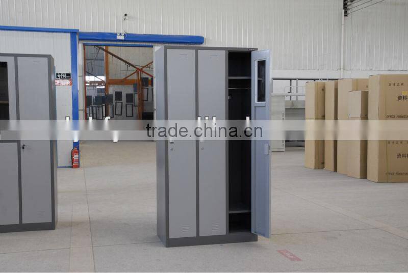 KFY-WR-02 Light Gray 3-Wide Metal Armoire