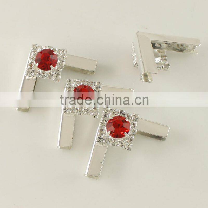 Fashion Decorative Silver Book Corner Protector With Red Crystal S041251