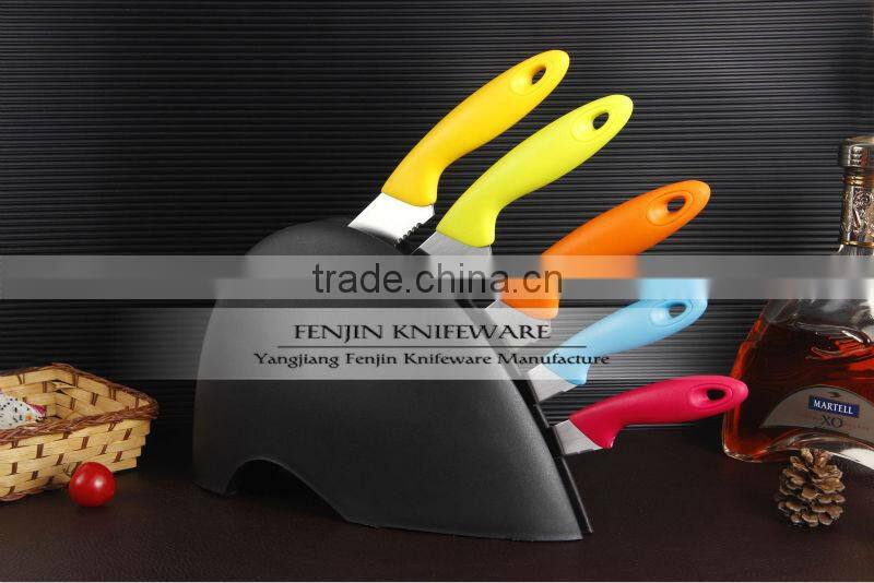 5-pcs PP Handle Color Knife Set with PP Knife Block