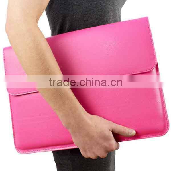 Hot Pink Card Slot Magnetic Leather Sleeve Case For Macbook Air 13 and Macbook Pro 13 With Retina,For Macbook Bag