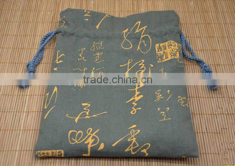 Wholesale Screen Printed Logo Decorative Natural Jute Drawstring Burlap Bags