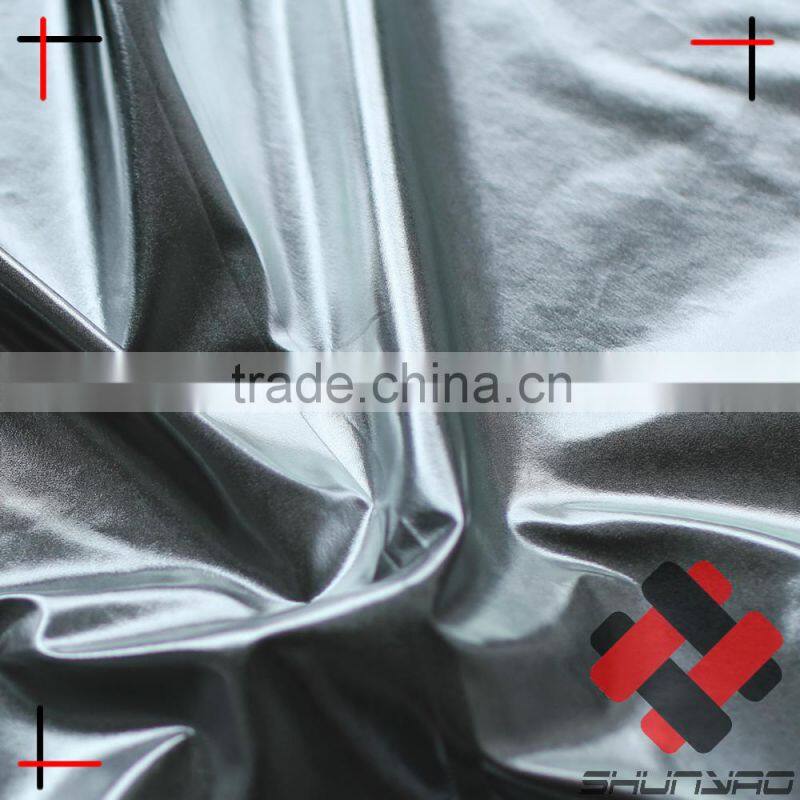 polyester pongee polished hot stamping foil silver fabric bronzed soft feel for padded jacket