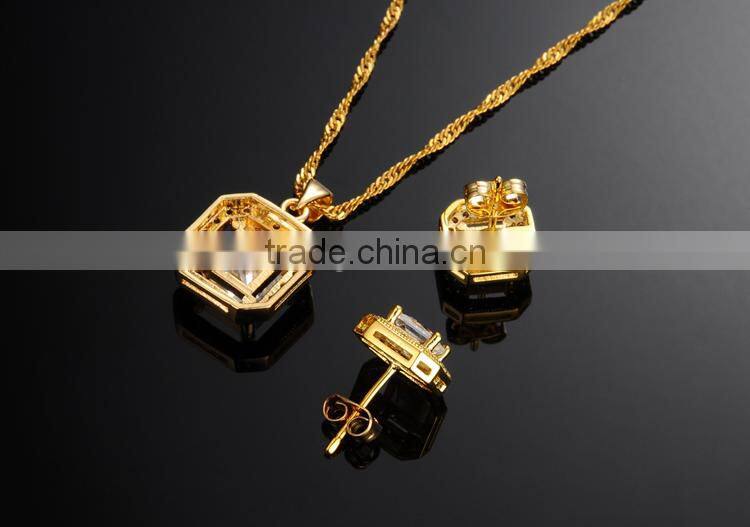 KSTONE fashion gold plated big diamond zircon copper stud earrings