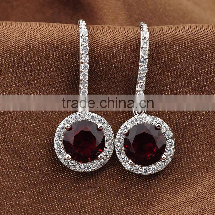 Jewelry Fashion Crystal Drop Ruby Earrings