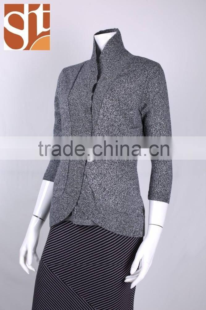 Best products womens' polo neck 3/4 sleeve cardigan coat knitted sweater