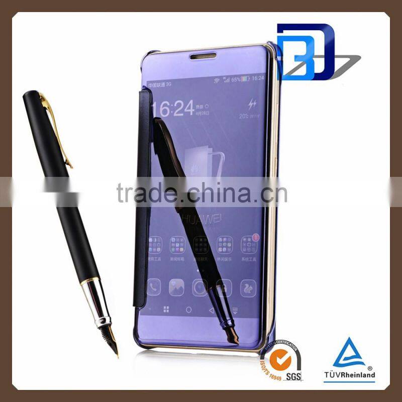 2016 luxury electroplate Clear view smart flip leather mirror case for huawei ascend mate 7 mobile accessories china supplier