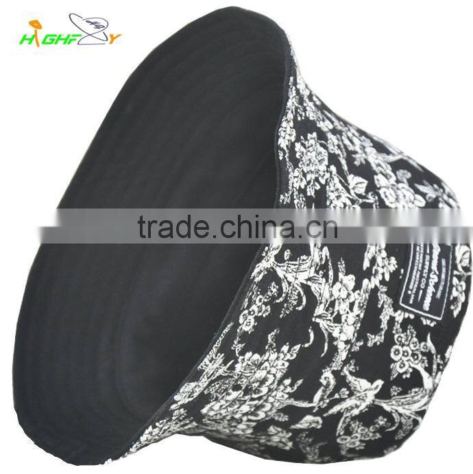 Two-sided high quality cotton twill blank/printed custom fisherman cap, outdoor bucket cap with woven label