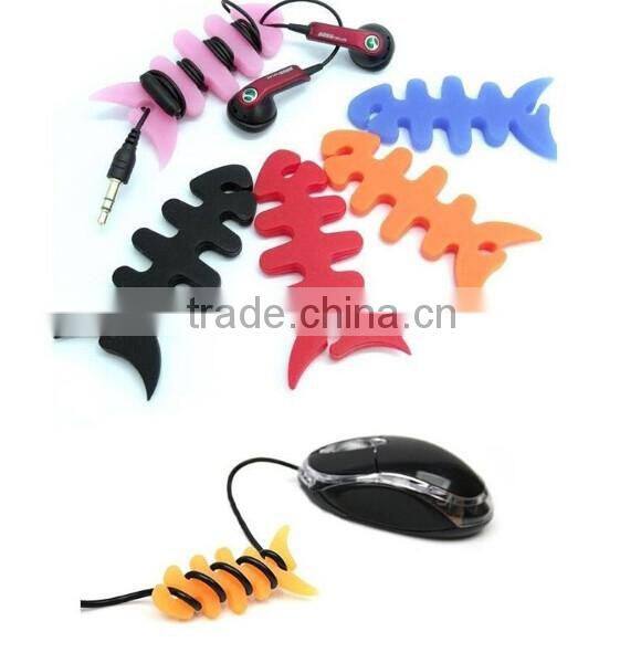 Fish Bone Silicone Earbud Cable Winder / Earphone Cord winder / Cable Wire Organizer