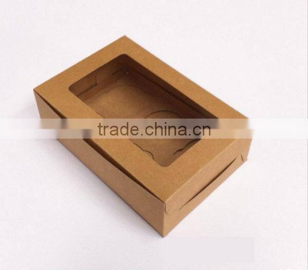 Decorative 6 Cupcake Kraft Box with Window and Inserts for Food Wholesale Cheap