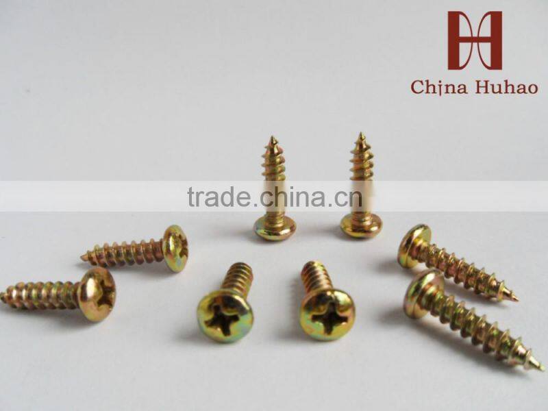 22 A golden zinc pan head self tapping screw to Sheet metal processing