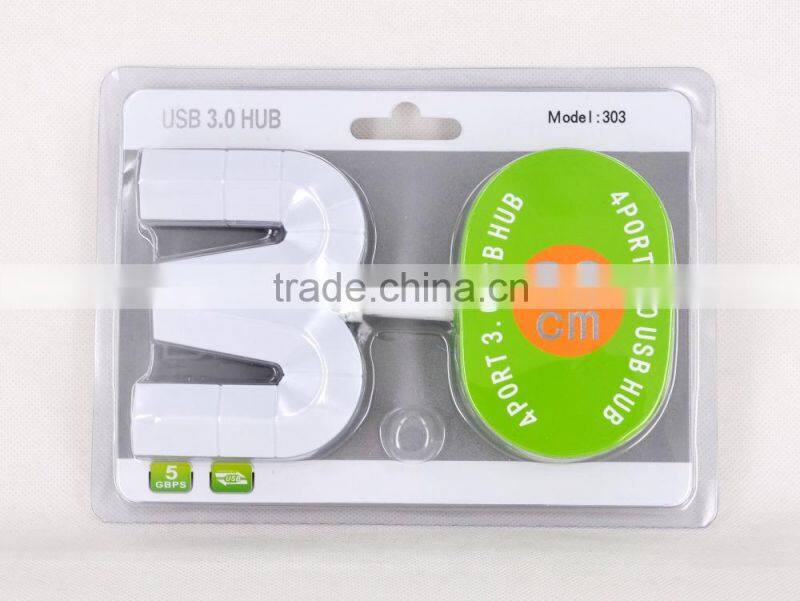 4 port the shape of 3 font USB 3.0 HUB for Windows 95/98/2000/2003/ME/XP/Vista or Mac OS 8.1/Windows7