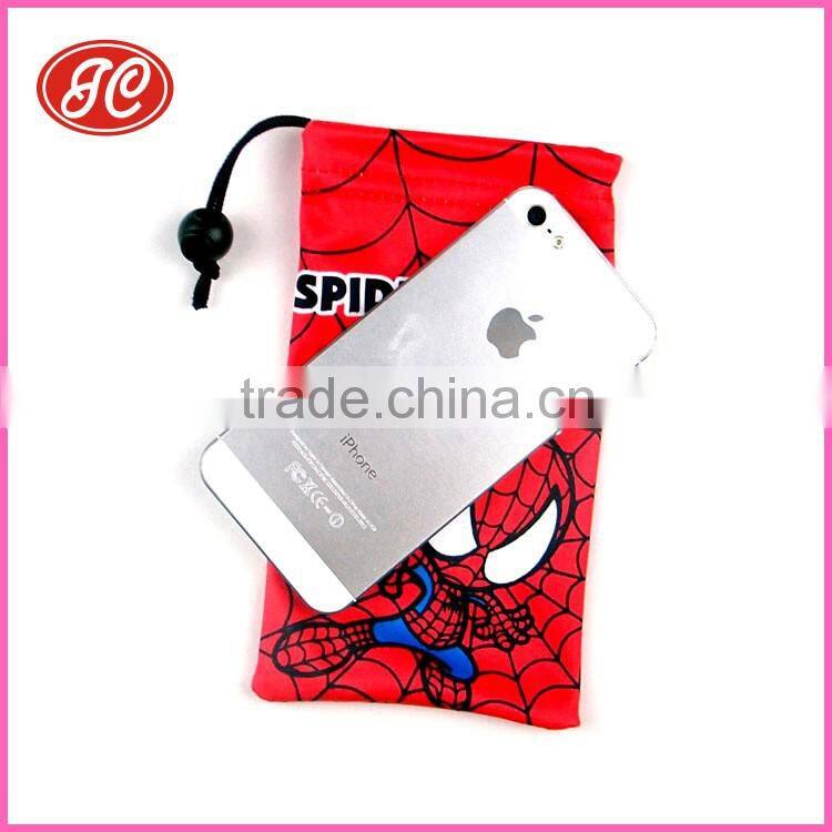 coloful heat transfer printing Soft microfiber bag for mobile phone /charger