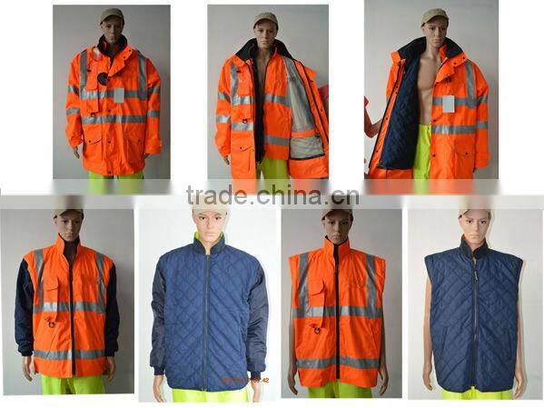 Four season multifuctinal Class 3 High Visibility Safety Waterproof Workwear Jacket