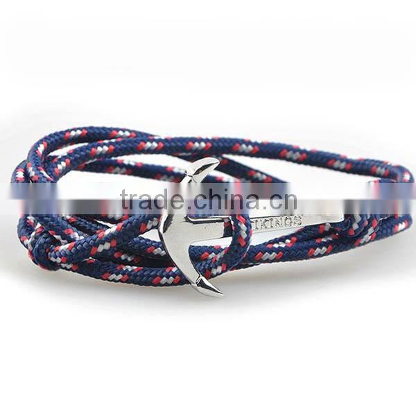 HOT sales silver color anchor design survival paracute bracelet