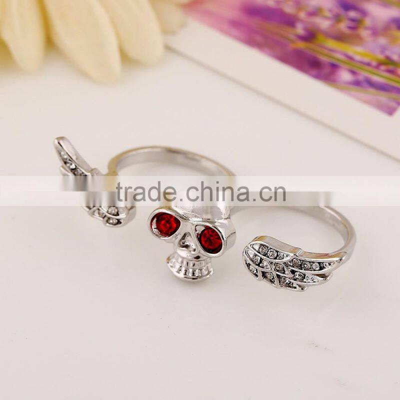 New jewellery gold human skeleton wing ring