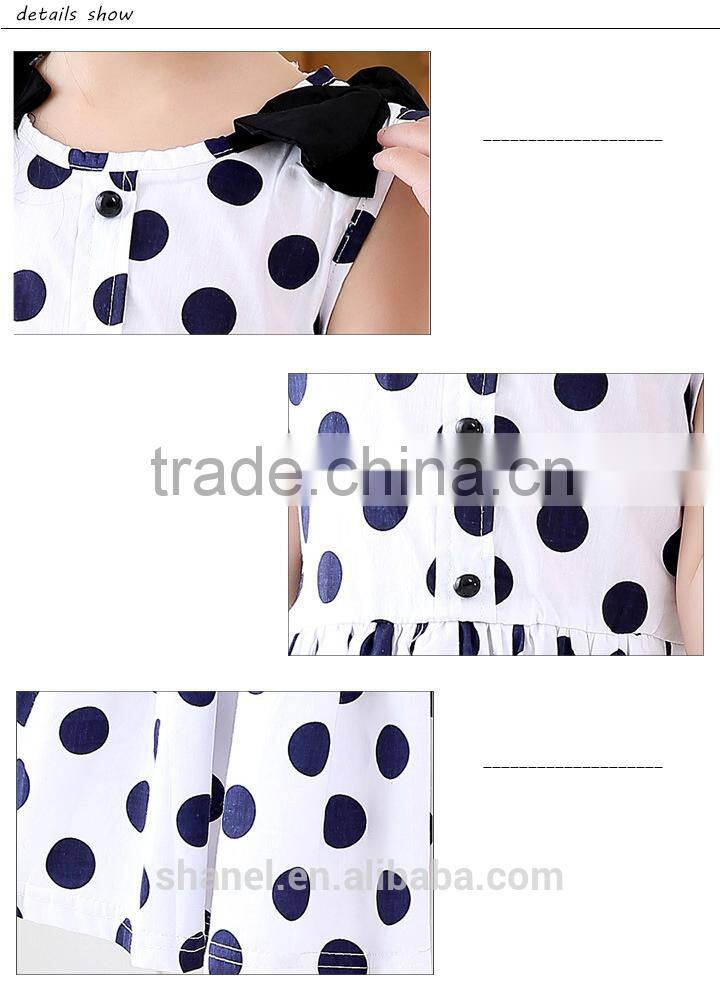 2015 Summer newest girls dress bowknot polka dots sleeveless girls dress