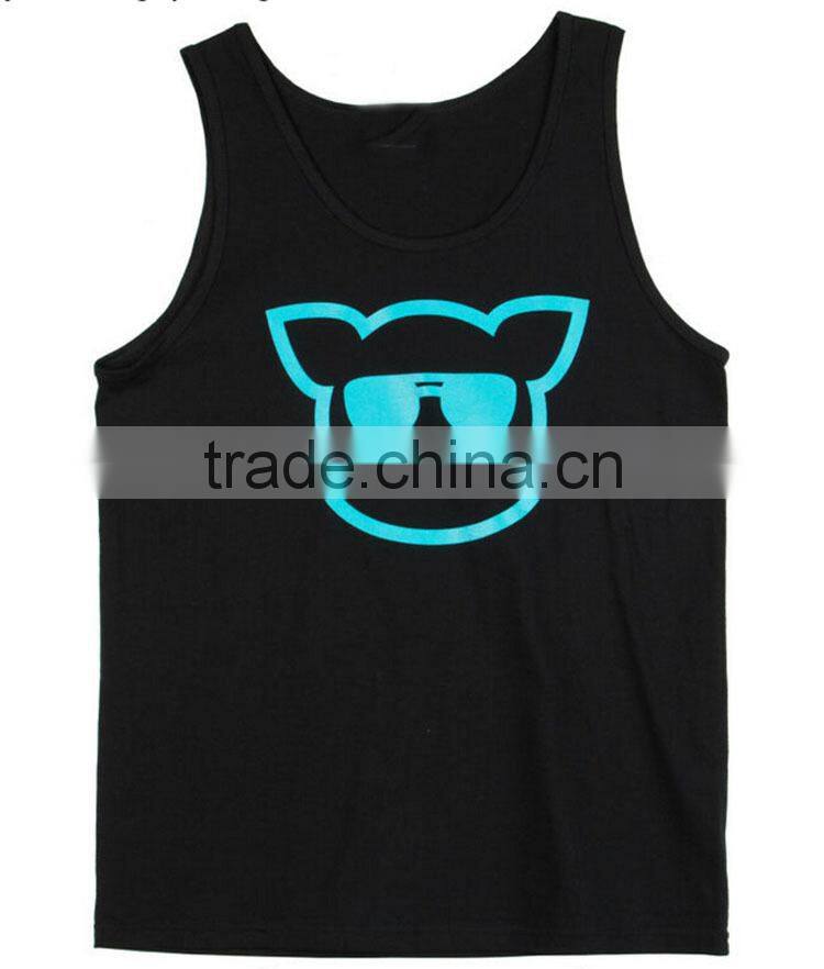 new Korean summer black kids vest with lovely pig print on front wholesale