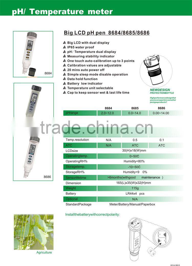 AZ8684 Pocket Size Water Analysis Meter PH Sensor PH Pen