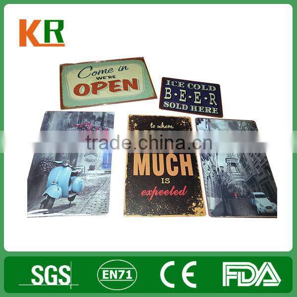 Custome ptinting debossed tin sign wall hanging metal sign