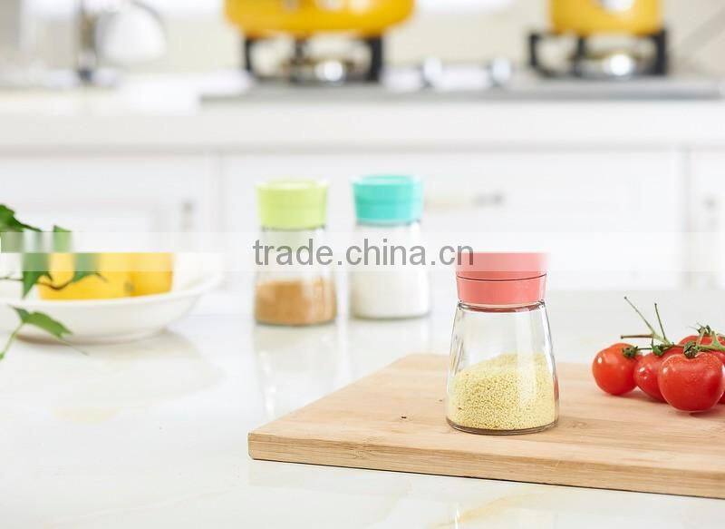 2016 Hot sale High Kitchen Colored Cooking Glass salt and pepper set