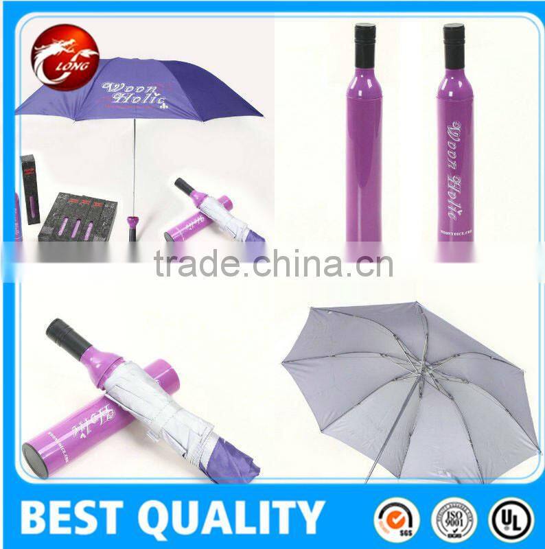 8 Pannels 0%Wine Umbrella 3 Fold Umbrella Advertising Wine Bottle Shape Umbrella