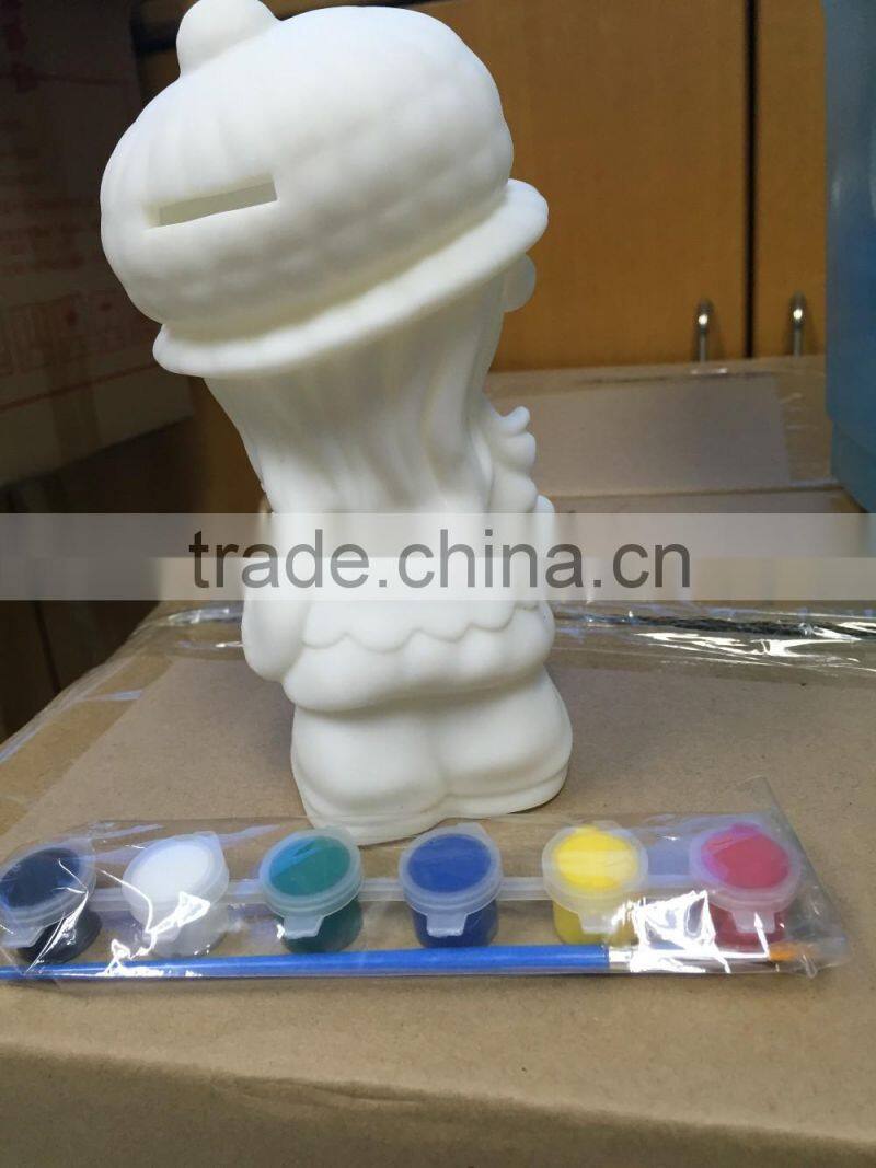 White Little Girl Plastic Toy,DIY Color Painting Toy,Custom Money Box Toy