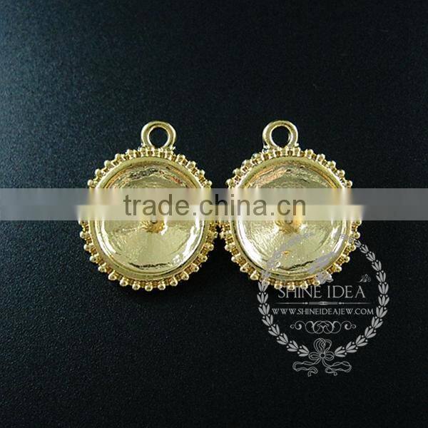 14mm setting size vintage alloy gold plated DIY pendant charm bezels tray 1411122
