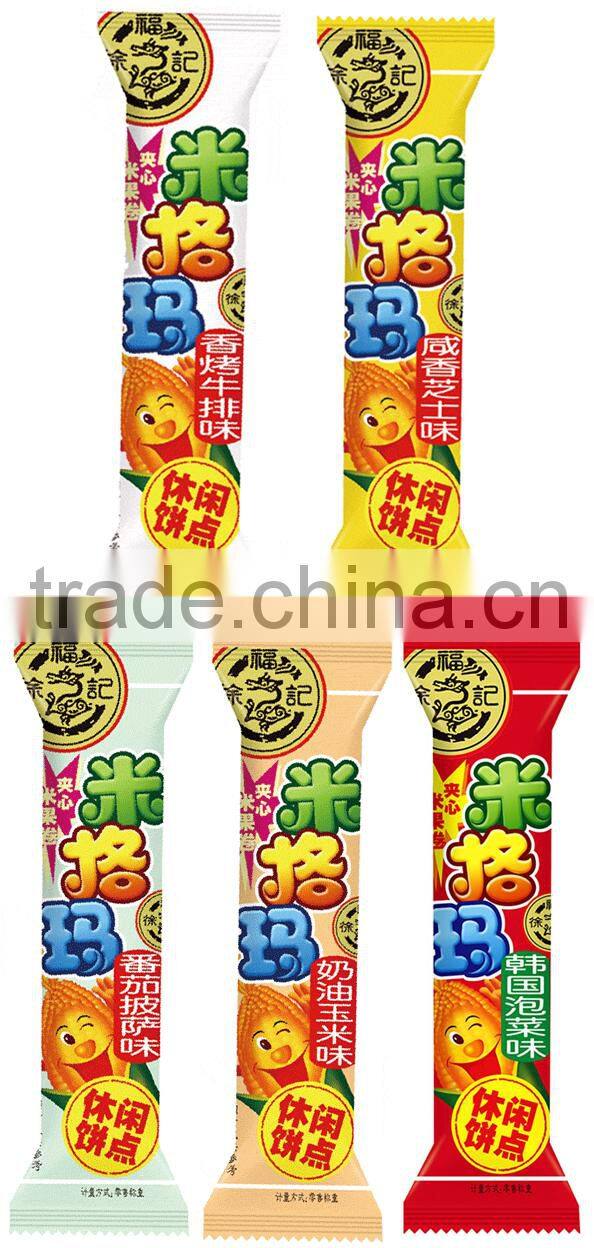 HFC 2652 bulk grain snack, crisp rice rolls with tamato and pizza flavor