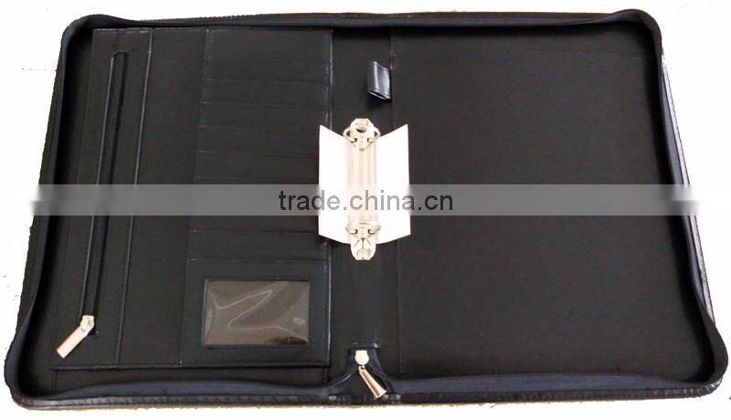 Expanding file folder with zipper / leather corporate folder for meeting / eco friendly ring binder file folder