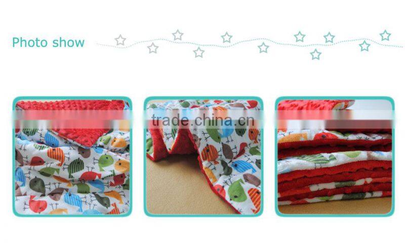 2015 New Design MOQ 10pcs Filled Minky Material Christmas Gifts Baby Quilt Blanket SBQ15090701