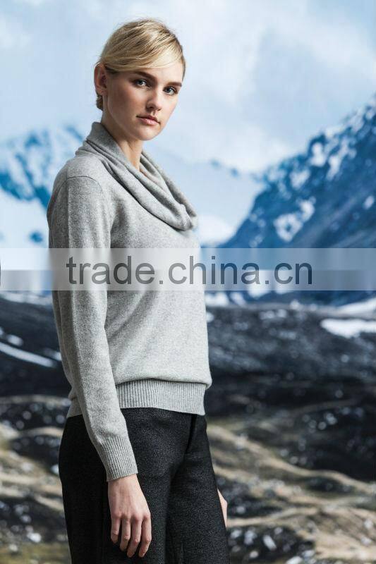 2014 new fashion women knitting pure cashmere big round neck pullover