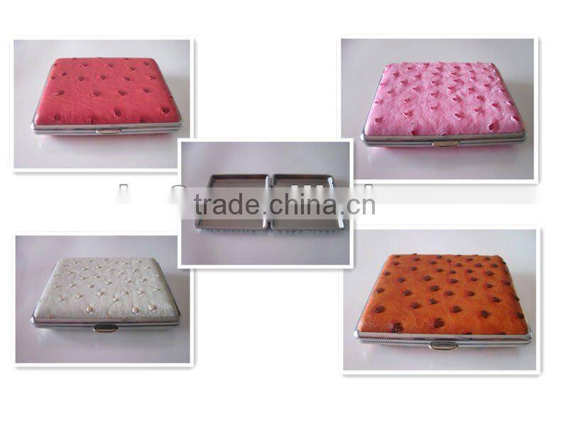 Metal cigarette case. Leather cigarette box.