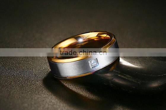 NO MOQ KSF Stainless Steel Matte Ring 6mm Wedding Rings With AAA CZ Stone