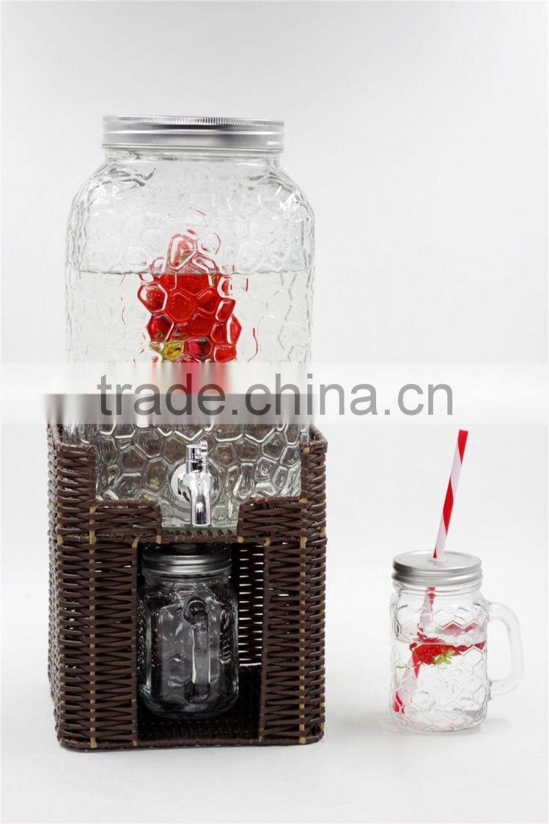 8L diamond embossing party glass water dispenser