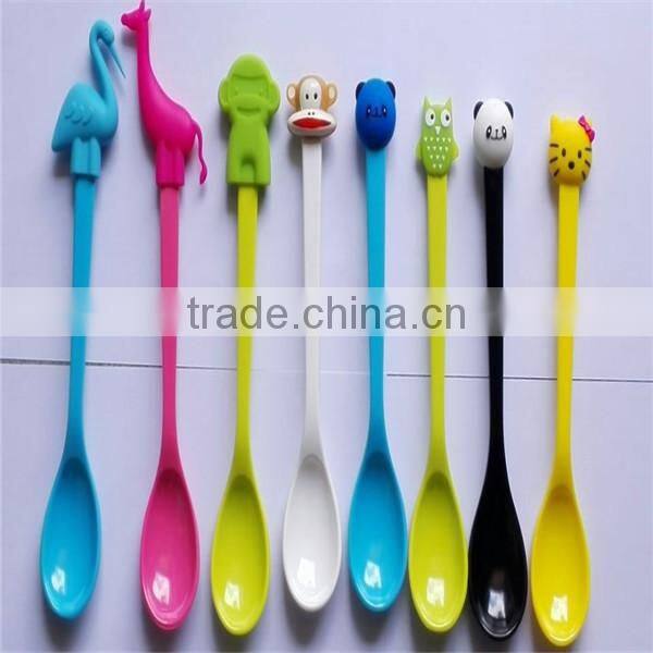 Eco-friendly cartoon baby silicone spoon with lovely cartoon