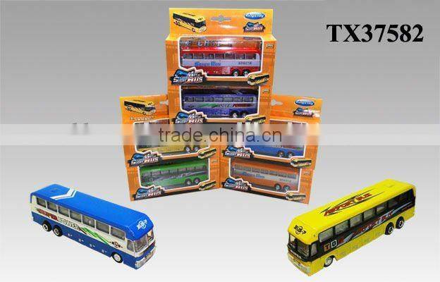 metal toy diecast bus model with light & music