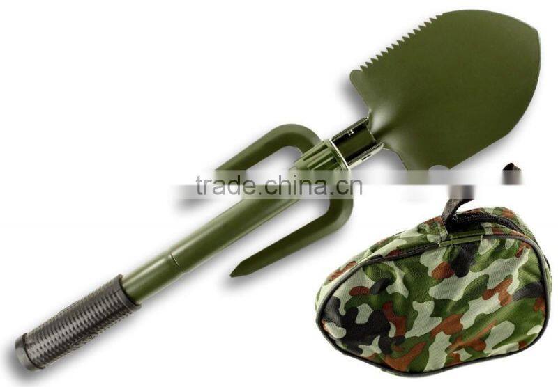 5 in 1 Folding Camp Shovel, Rake, Compass, Saw and Bottle Opener with Free Compact Carrying Case