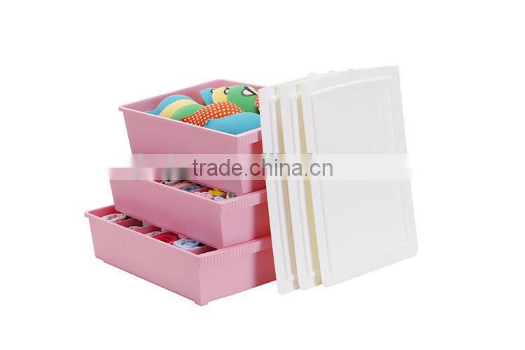 2014 New Colorful Plastic Waterproof Storage Box Set Socks and Underwear Box Design With Three Lid