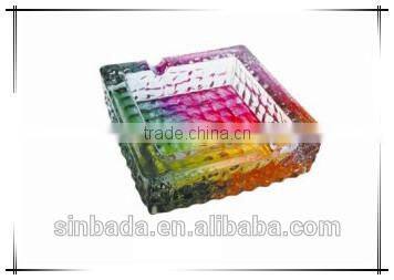 Glass ashtray with decal on bottom ,high quality glass ashtray,square glass ashtray