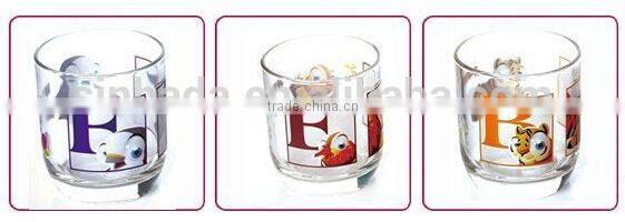 New arrived water cup glass with heat transfer decal