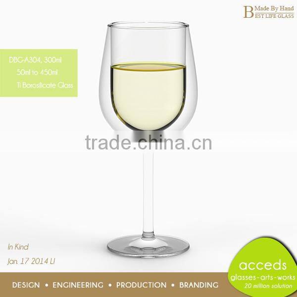 Personalized Mouth Blown Pyrex High Quality Double Beer Glass