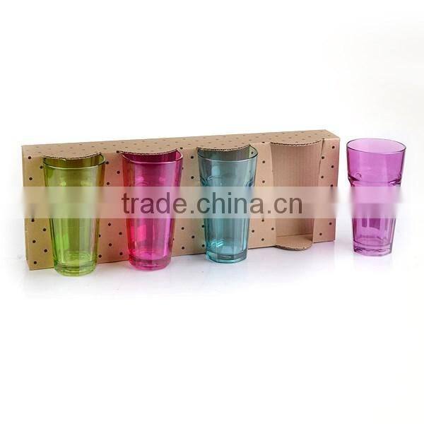 12.5oz bar drinking glass colorful water cup gift set high quality octagon cup