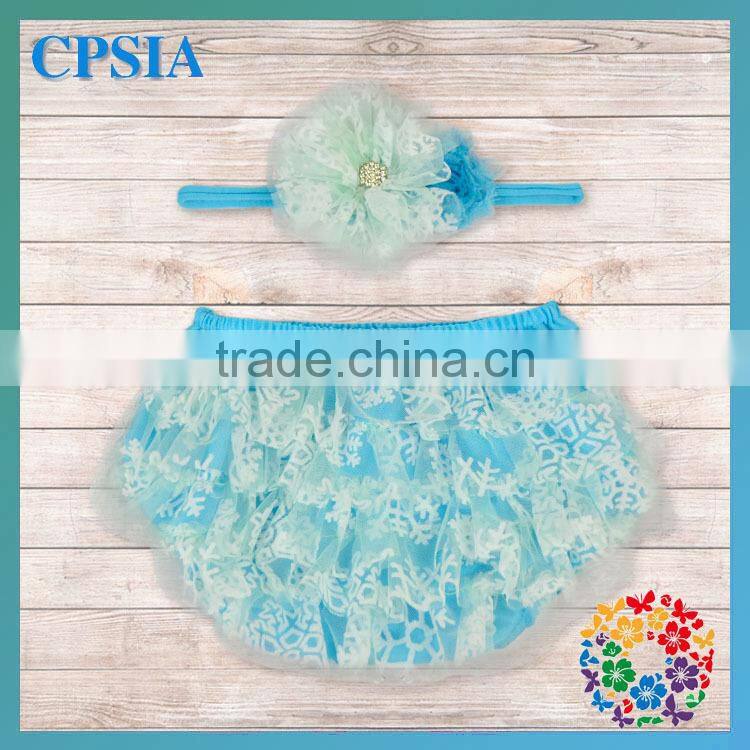 Wholesale bloomers for kids with headband set petti lace diaper cover for children