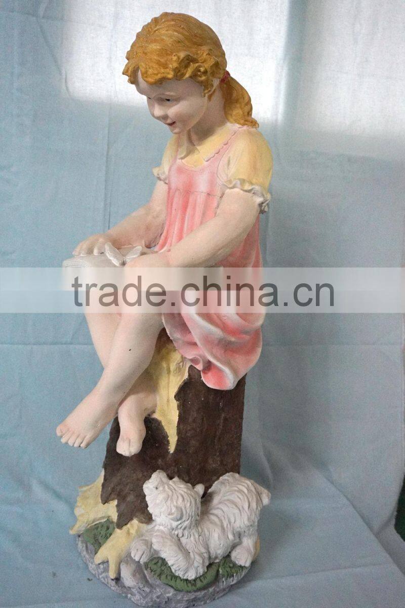 Garden decor reading girl fiberglass statue